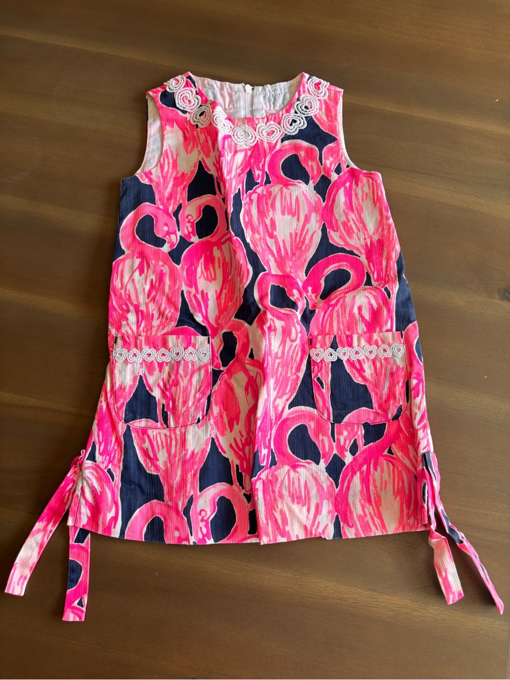 Lilly Pulitzer Pink & Navy Flamingo Print Sleeveless Shift sz3